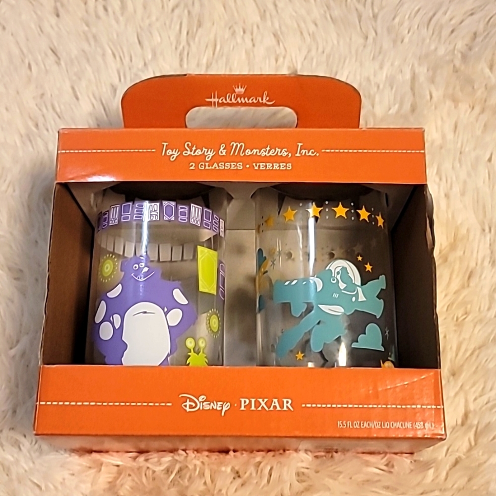 Disney • Pixar Toy Story & Monsters, Inc. 2 Glasses Brand New Vintage